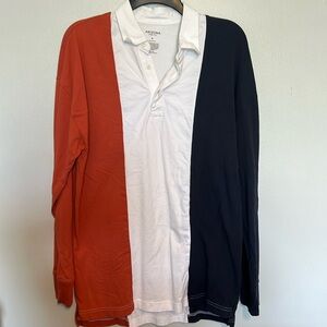Long sleeve color block polo size small